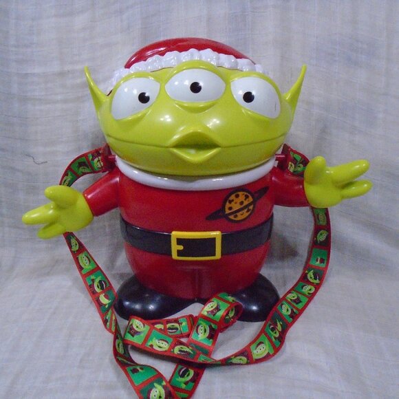 Disney Parks World Christmas Santa Toy Story Pizza Planet Alien Popcorn Bucket - Picture 1 of 3
